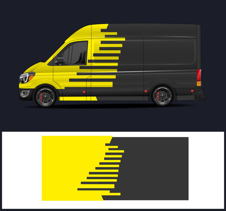 Van car decal wrap design vector. Graphic abstract stripe racing design for vehicle vinyl stickersのイラスト素材