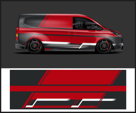 Car decal wrap design vector design. Graphic abstract stripe racing background kit designs for vehicle, race car, rally, adventure and liveryのイラスト素材