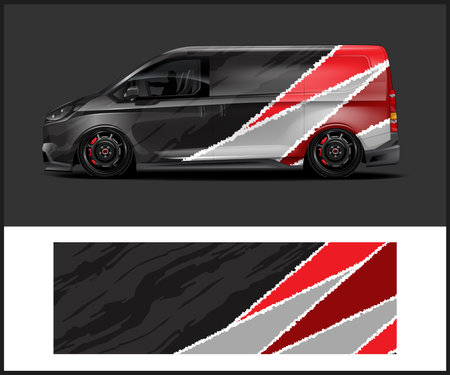 Car decal wrap design vector design. Graphic abstract stripe racing background kit designs for vehicle, race car, rally, adventure and liveryのイラスト素材