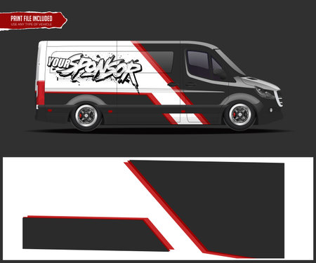 Van decal wrap design vector. Graphic abstract stripe racing background designs for vehicle, race car, rally, adventure and livery - Vectorのイラスト素材