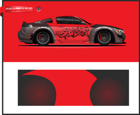 Abstract Race car wrap design vector background for vehicle vinyl stickers and advertisingのイラスト素材