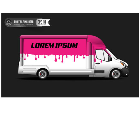 Template for branding and identity of a delivery truck. Vector illustration.のイラスト素材