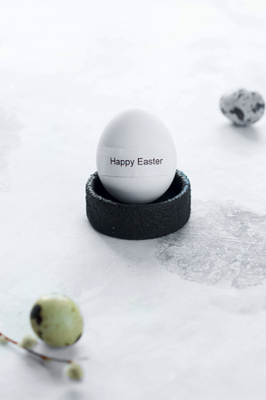 Easter eggs on light backgroundの写真素材