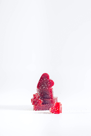 Marmalade in the form of heart. A sweet gift for Valentine's day.の写真素材