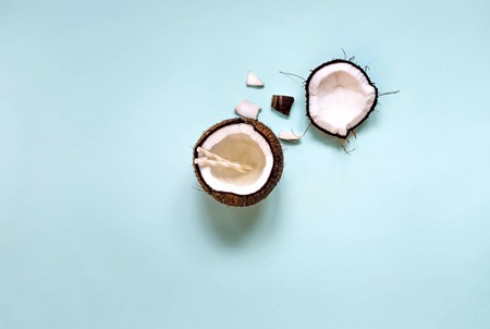 Coconut water in coconut turquoise. Copy spaceの写真素材