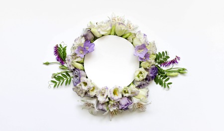Flower arrangement of Alstroemeria, eustoma on a white background.の写真素材