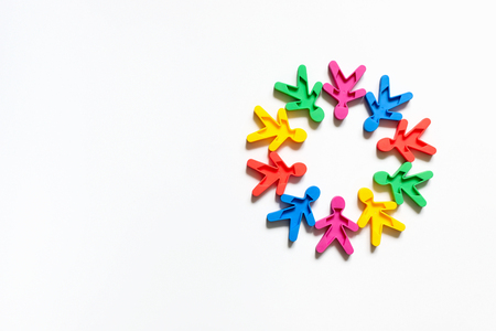 Friendship of peoples is a symbol of colored men on a white background.の写真素材