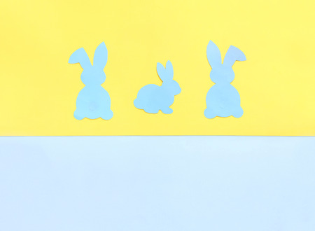 Paper Easter Bunny on yellow and blue