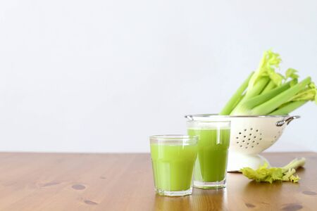 Celery juice on the kitchen tableの写真素材