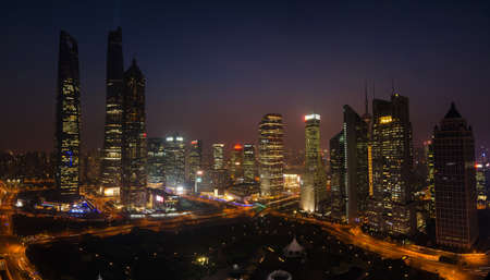 Lu Jia Zui at nightのeditorial素材