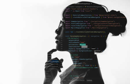 Silhouette of young business woman