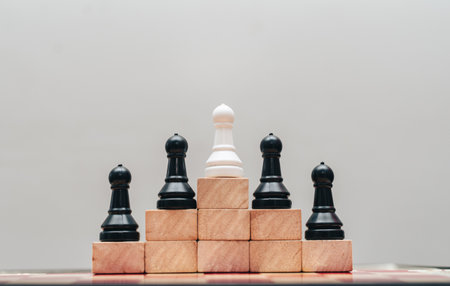 image of chess pieces on a chessboardの写真素材