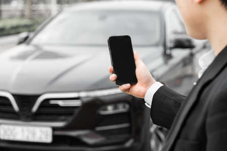 image of electric car charging postの写真素材