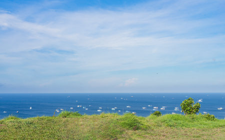 View of Phu Quy island in Vietnam from the top of Cao Cat mountainの写真素材