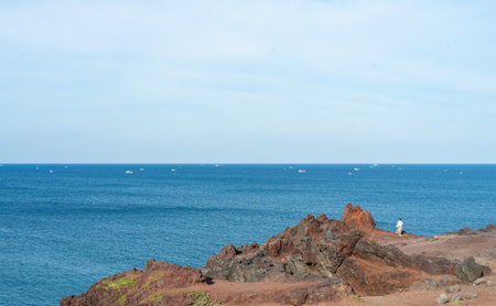 Blue sea view, sunny view from aboveの写真素材