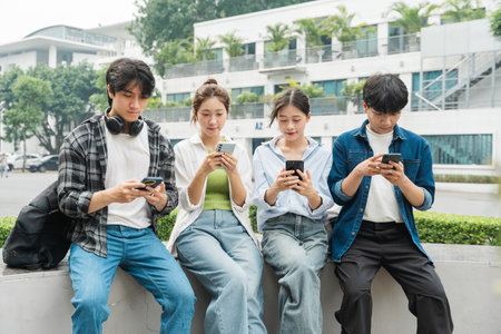Portrait image of a group of Asian students at university
