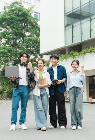Portrait image of a group of Asian students at universityの写真素材