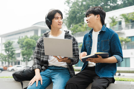 Portrait image of a group of Asian students at university
