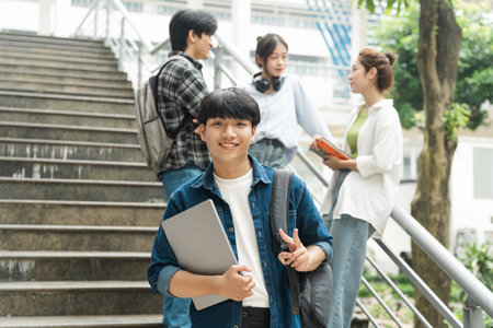 Portrait image of a group of students at universityの写真素材