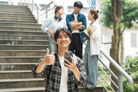 Portrait image of a group of Asian students at university