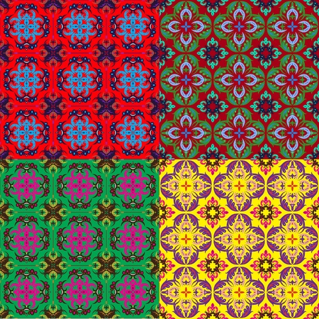set of seamless backgrounds with vintage ornamentのイラスト素材