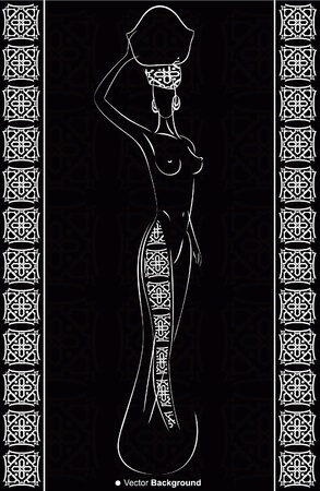 background with beautiful african womanのイラスト素材