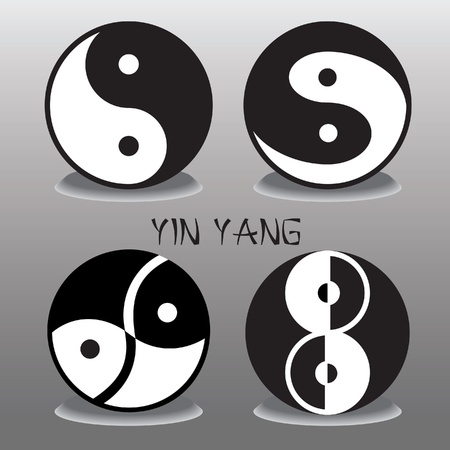 set of black and white Ying Yangのイラスト素材