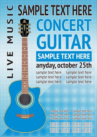concert design template with guitar and place for textのイラスト素材
