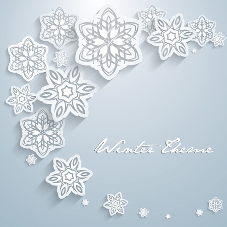 Abstract 3D Snowflakes Design Vector  Christmas Backgroundのイラスト素材