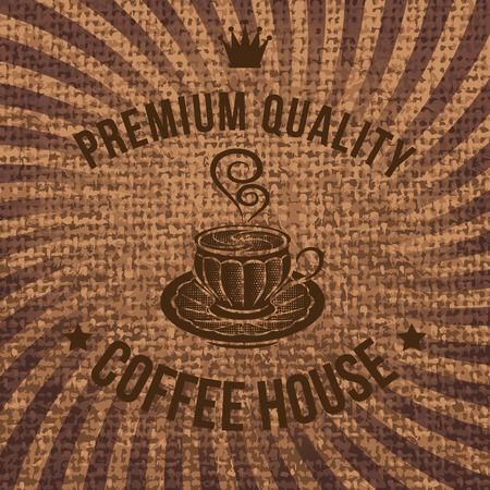 vector label for coffee on background with sackingのイラスト素材