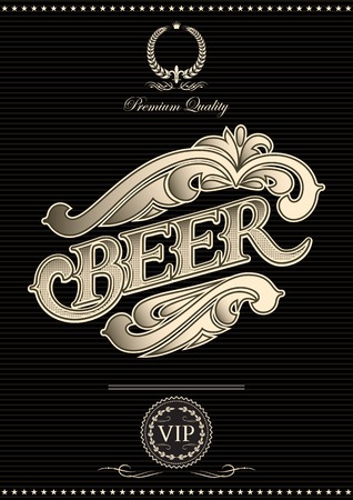 black vector template for the cover of beer menuのイラスト素材