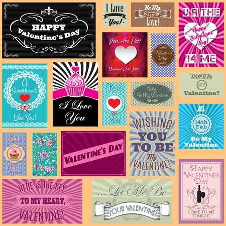 vector set of Happy valentines day  cardsのイラスト素材