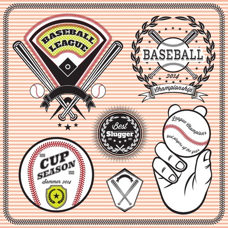set of vector emblems and signs for baseballのイラスト素材