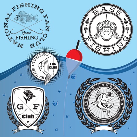 set of vector emblems on the topic fishingのイラスト素材