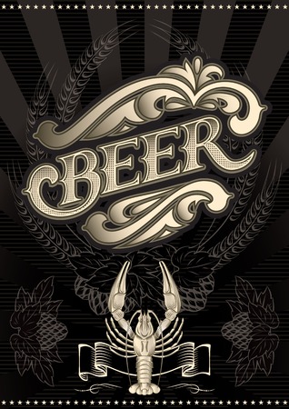 vector glass of beer on a black background for the menuのイラスト素材