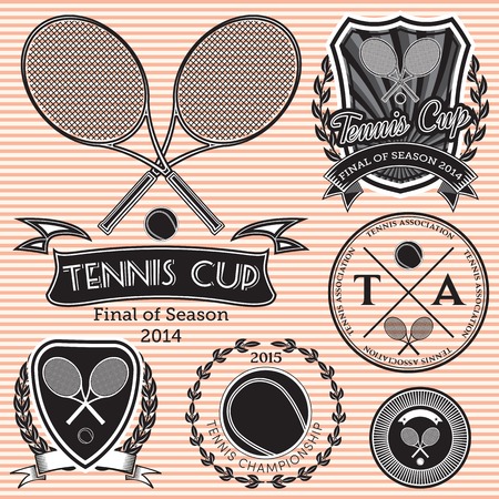 set of vector emblems on big tennisのイラスト素材