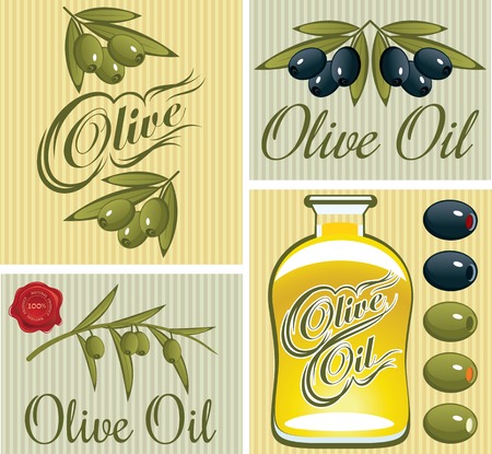 vector set of design elements for olive oilのイラスト素材