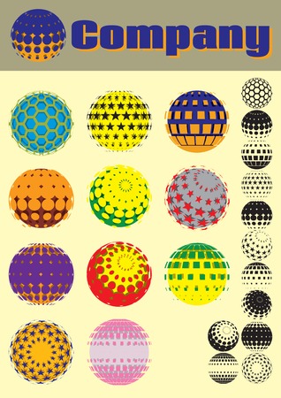 set of colorful vector pattern for making emblemsのイラスト素材