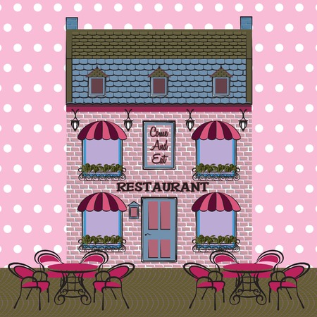 Restaurant facade. Background. Retro style vector illustrationのイラスト素材