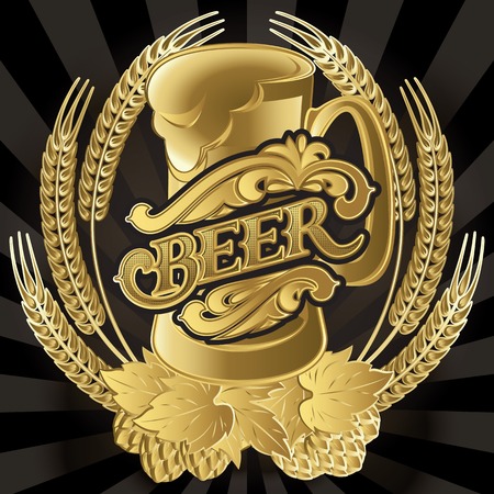 glass of beer on black background for the menuのイラスト素材