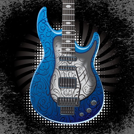 banner with acoustic guitar on black backgroundのイラスト素材