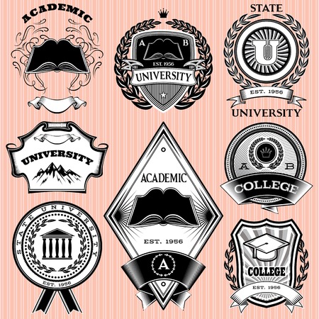 set of vector templates for emblem in educationのイラスト素材