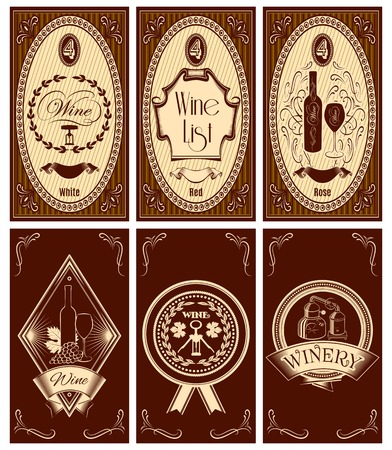 set of templates for business cards, menus for wineのイラスト素材