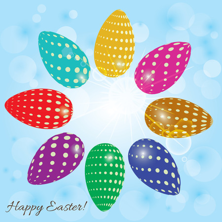 abstract vector background with colored eggs for Easterのイラスト素材
