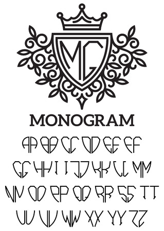 Vector heraldic template monogram with the bilateral alphabetのイラスト素材