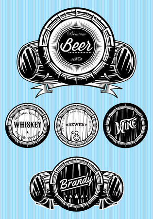 set of vector patterns for monochromatic emblems with barrelsのイラスト素材