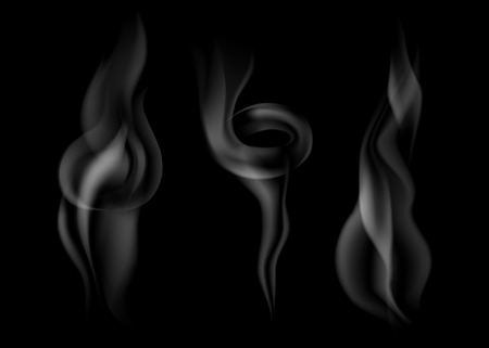 vector set of gradient dark smoke on blackのイラスト素材