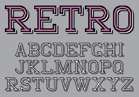 set of stylized retro font on the backgroundのイラスト素材