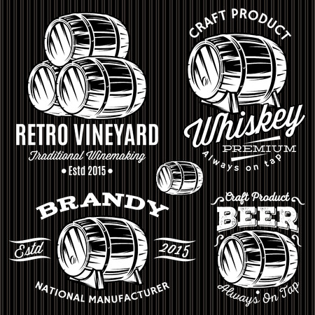set of vector patterns for monochromatic emblems with barrelsのイラスト素材