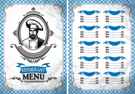 Template for a restaurant menu in retro style with chefのイラスト素材